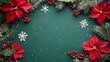 © NATTAWUT - A green background with red poinsettias and white snowflakes adding a touch of elegance to a Christmas theme