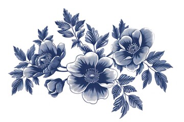 Wall Mural - Antique of flower drawing sketch pattern.