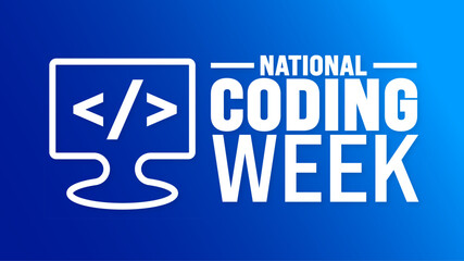 National Coding Week is observed every year in September. Holiday concept. Template for background, banner, card, poster, placard, design template with unique shapes with standard color.