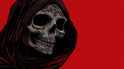 Vector design of a cloaked skull for DÃ­a de los Muertos. 