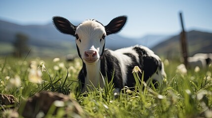 cow in a grassy field   