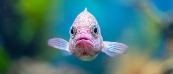 Canvas Print -  A tight shot of a fish's face with a blurred foreground and background