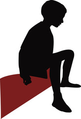 Canvas Print - a boy sitting body silhouette vector