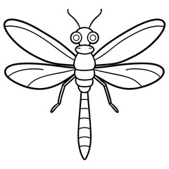 Wall Mural - A coloring page of an damselfly line art vector