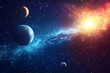 © dendyh7 - Space cosmic illustration with planets scene created with Generative AI