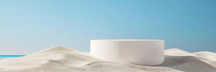 Canvas Print - White podium on beach