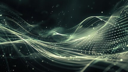 Wall Mural - Abstract Digital Waves Background with Sparkling Particles