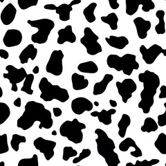 black and white, flat illustration of a cow spots pattern