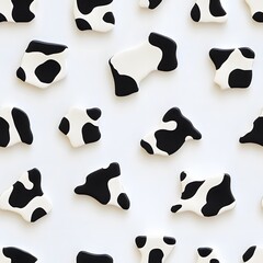 Wall Mural - Black and white, flat illustration of a cow spots pattern