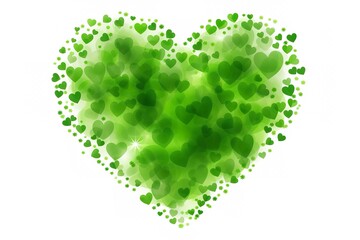 Heart frame of Green leaves in the shape of hearts isolated on white background.