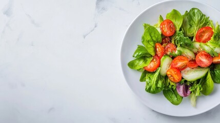 A plate of a salad with tomatoes and lettuce on it, AI