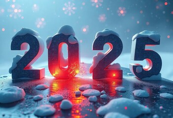 3d model, octane render volumetric, highly detailed videogame, text happy new year 2025, ai