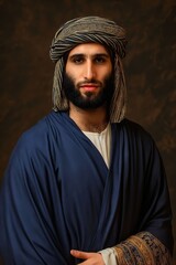 Wall Mural - A man with a beard wearing a blue robe and a turban