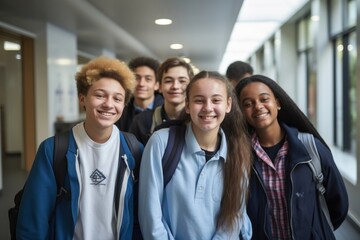 Wall Mural - School smiling adult teen.