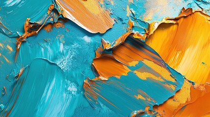 Abstract blue and orange oil painting texture.