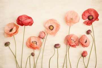 Wall Mural - Real pressed ranunculus flowers poppy petal plant.