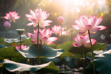 Sticker - An impression lotus pond nature outdoors blossom.