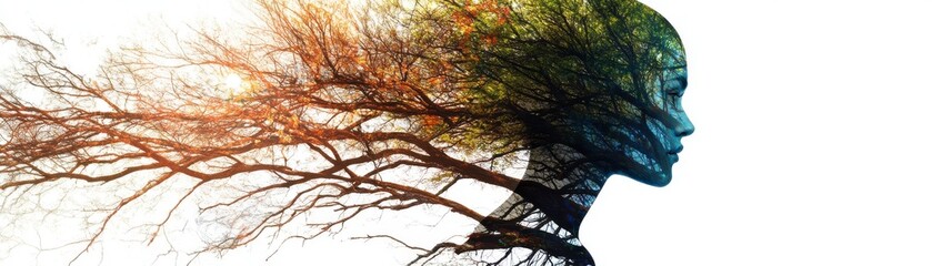 Abstract portrait of a person with tree branches as hair.