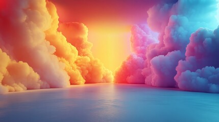 Wall Mural - A colorful sky with clouds and a rainbow