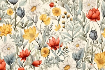 Wall Mural - Botanical pattern plant art.