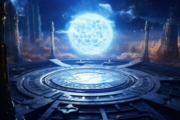 Futurepunk oriental background outdoors space blue.