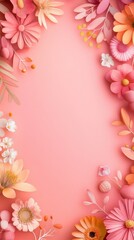 Wall Mural - A spring-themed background with blooming flowers and soft pastel colors, representing renewal and growth