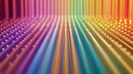 Wall Mural - A close up of a rainbow colored lighted strip, AI