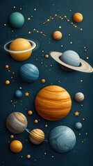 Wall Mural - a space-themed background with planets and stars, representing exploration and cosmic science