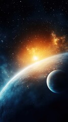 Wall Mural - a space-themed background with planets and stars, representing exploration and cosmic science