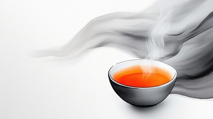 Wall Mural - A cup of tea with smoke coming out the top, AI