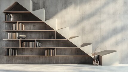 Wall Mural - Minimalist Geometric Bookshelf Patterns Adorning Wall Symmetry