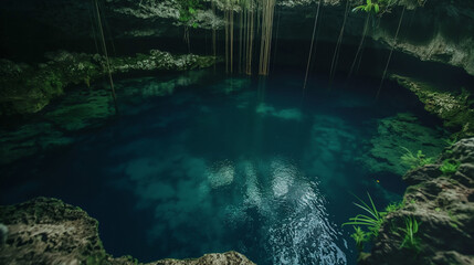 Wall Mural - mysterious cenote, uncharted cave, adventure destination, perfect travel wallpaper