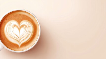 Wall Mural - A cup of coffee with a heart shape in the foam, AI