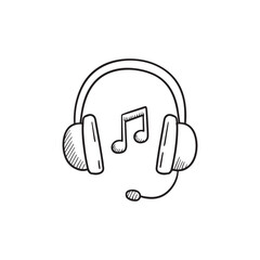 simple illustration of headset stream music