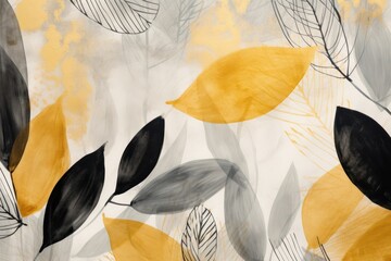 Wall Mural - Minimal leaves backgrounds abstract painting.