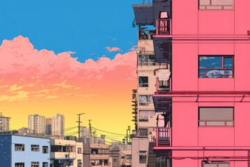 Canvas Print - A japanese home city architecture cityscape.