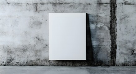 Set of one blank white poster mockup canvas on the wall. concrete background, blank minimalistic background, hyper realistic artwork template