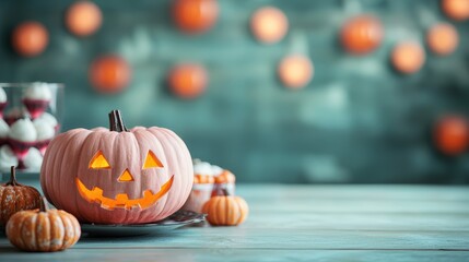 Sticker - Halloween Jack-o'-lantern with Lit Candle.