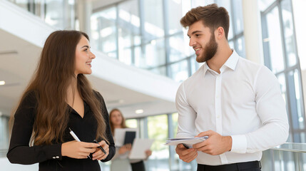 Wall Mural - Business people discussing each other in office