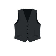 Wall Mural - Vector illustration of a gray suit vest with 4 buttons. Sketch of a basic vest on a white background.