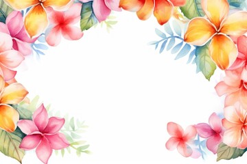 Wall Mural - Plumeria border backgrounds painting pattern.