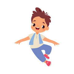 Poster - Funny Boy Kid Character Enjoy and Having Fun Vector Illustration