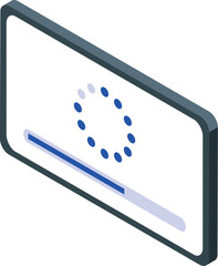 Wall Mural - isometric smartphone with loading bar and spinning circle animation on its screen