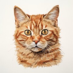 Wall Mural - Ginger cat in embroidery style mammal animal pet.