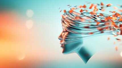 a swirling abstract illustration of a human figure, its form constantly shifting and evolving, repre