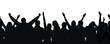 © Kateina - Black silhouette of cheering crowd in seamless pattern on transparent background - concert, performance, nightclub party or sports event fans