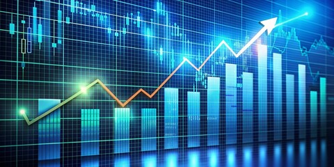 Cityscape Growth: A vibrant cityscape backdrop with a dynamic stock market graph soaring upwards, representing financial success and upward trajectory.  