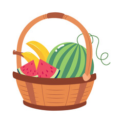 Sticker - Harvest in Basket with Ripe Agricultural Crop Vector Illustration