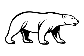 : Polar bear chasing full body engraving art style vector art illustration