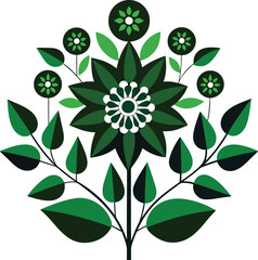 Wall Mural - a drawing of a flower with a green background.